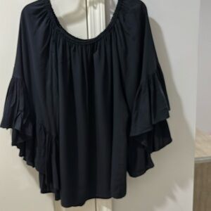 Elan black flowy top with ruffle sleeves